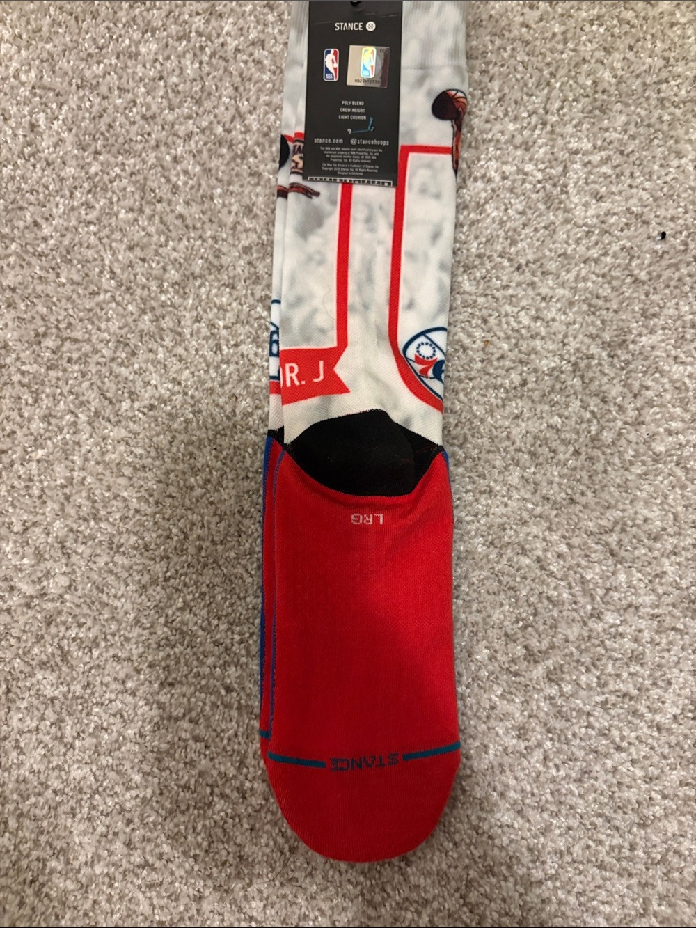 Stance 76ers Dr. J Graphic Crew Socks - size L, casual fit - Picture 4 of 6